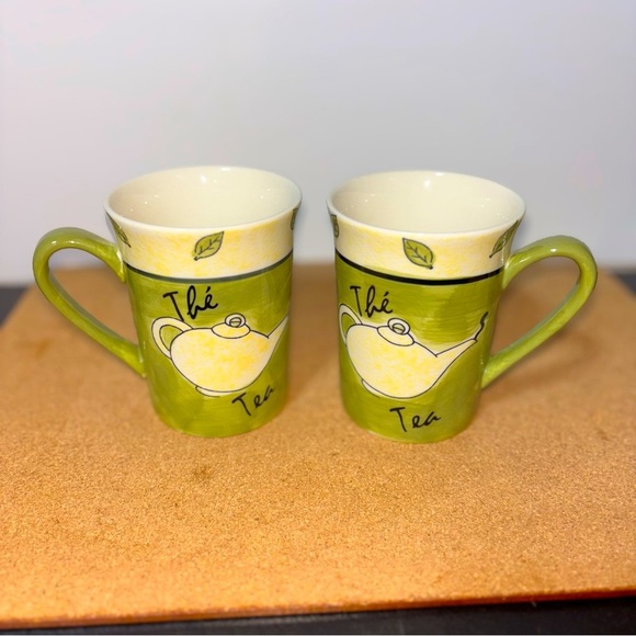 5/$25 Canhome Global Green Tea Themed Mugs Set of 2 - Picture 1 of 3